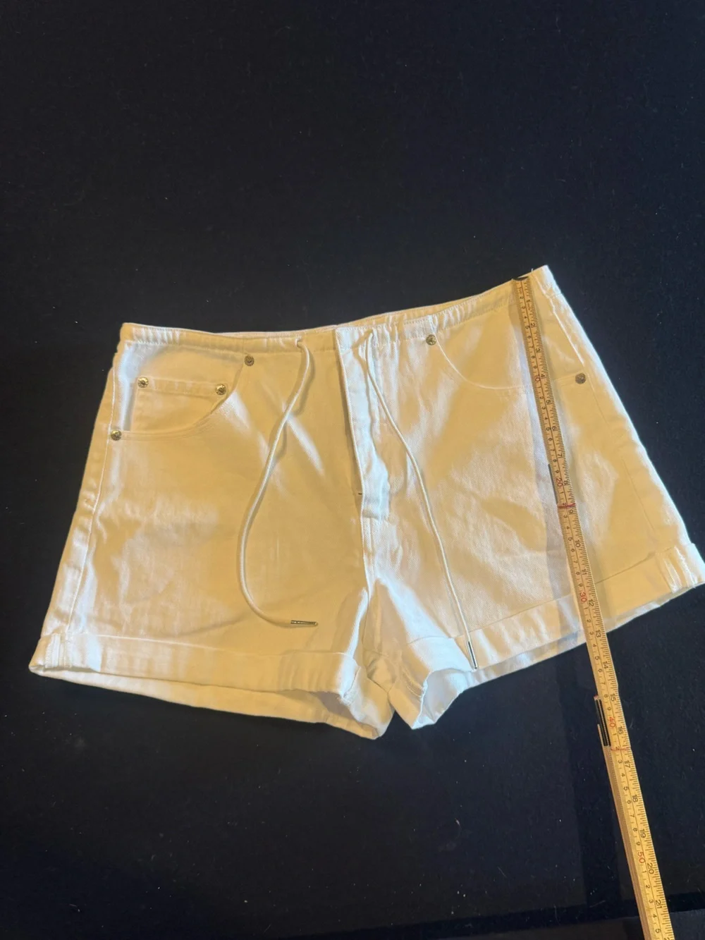DAZE White Drawstring Denim Athletic Shorts